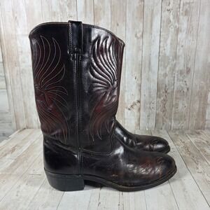Iron Age Mens Black Cherry Leather Western Cowboy Boots Pointed Toe 10.5 D USA